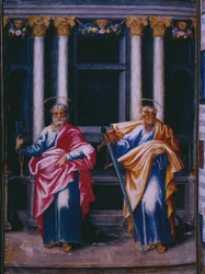 St. Peter and St. Paul, from a facsimile of the Breviary of King Philip II of Spain